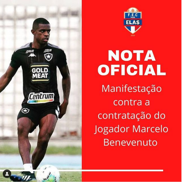 Acusado de agredir ex-namorada, Torcida do Fortaleza critica possível contratação de Marcelo Benevenuto