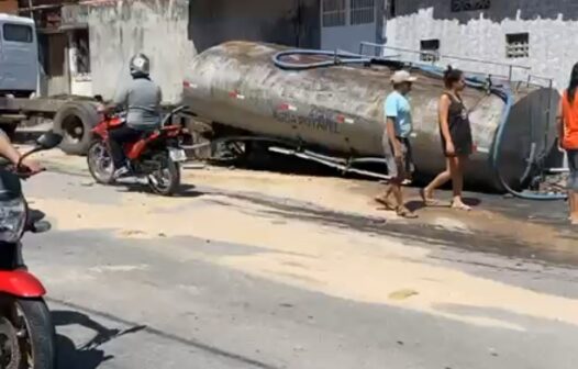 Vídeo: caminhão tanque não consegue subir ladeira e causa acidente no bairro Vicente Pinzón