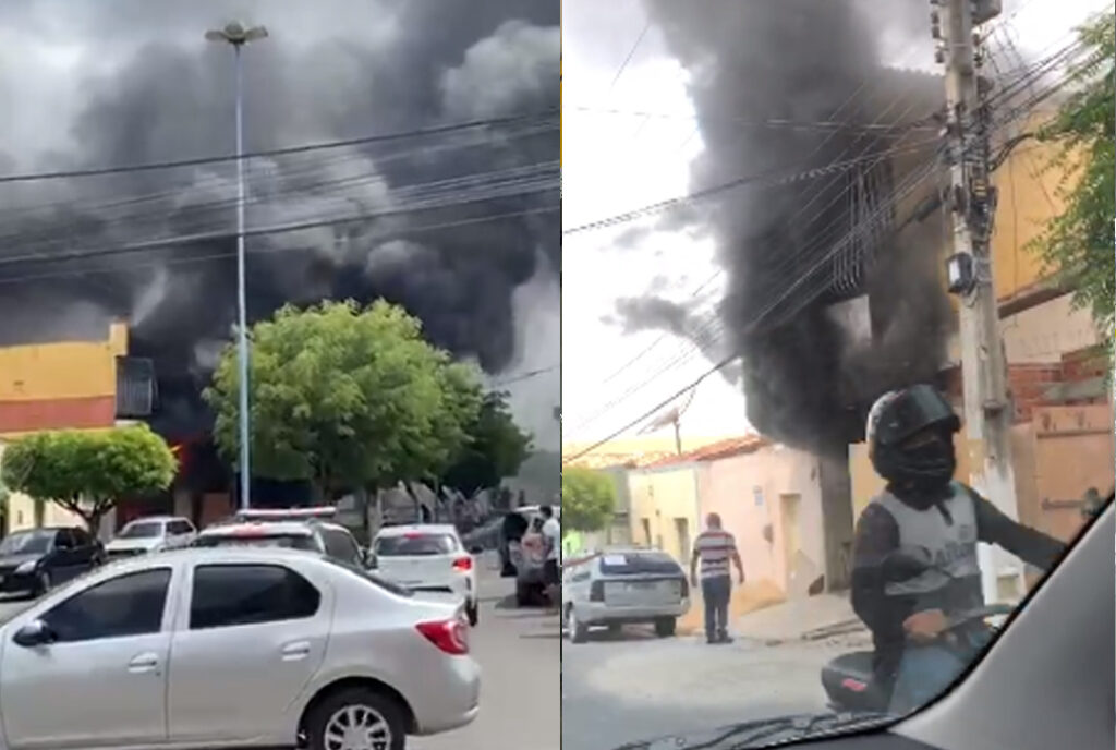 Comércio é destruído por incêndio de grandes proporções em Acopiara, no interior do Ceará