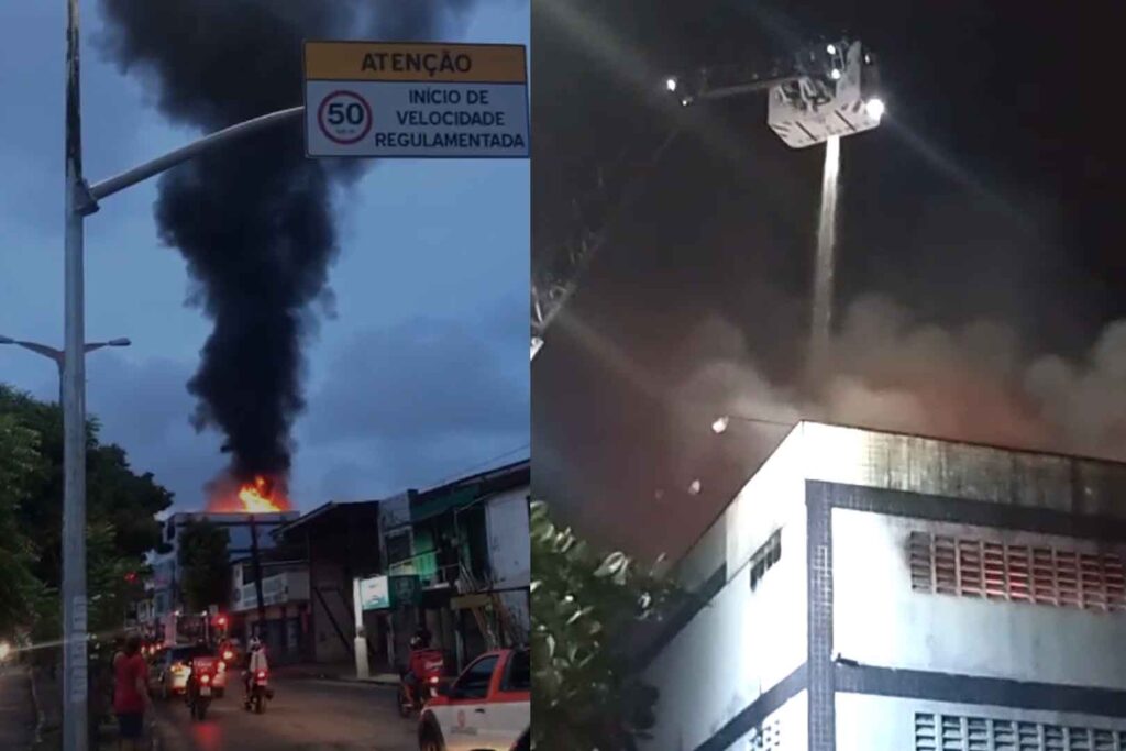 Fábrica de tecidos é destruída por incêndio em Fortaleza