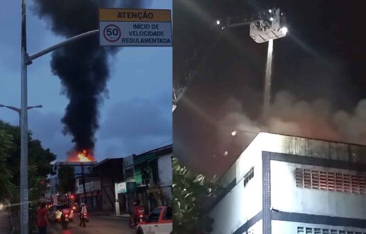 Fábrica de tecidos é destruída por incêndio em Fortaleza
