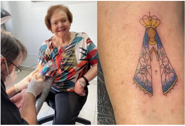 Idosa faz primeira tatuagem aos 91 anos; saiba o motivo