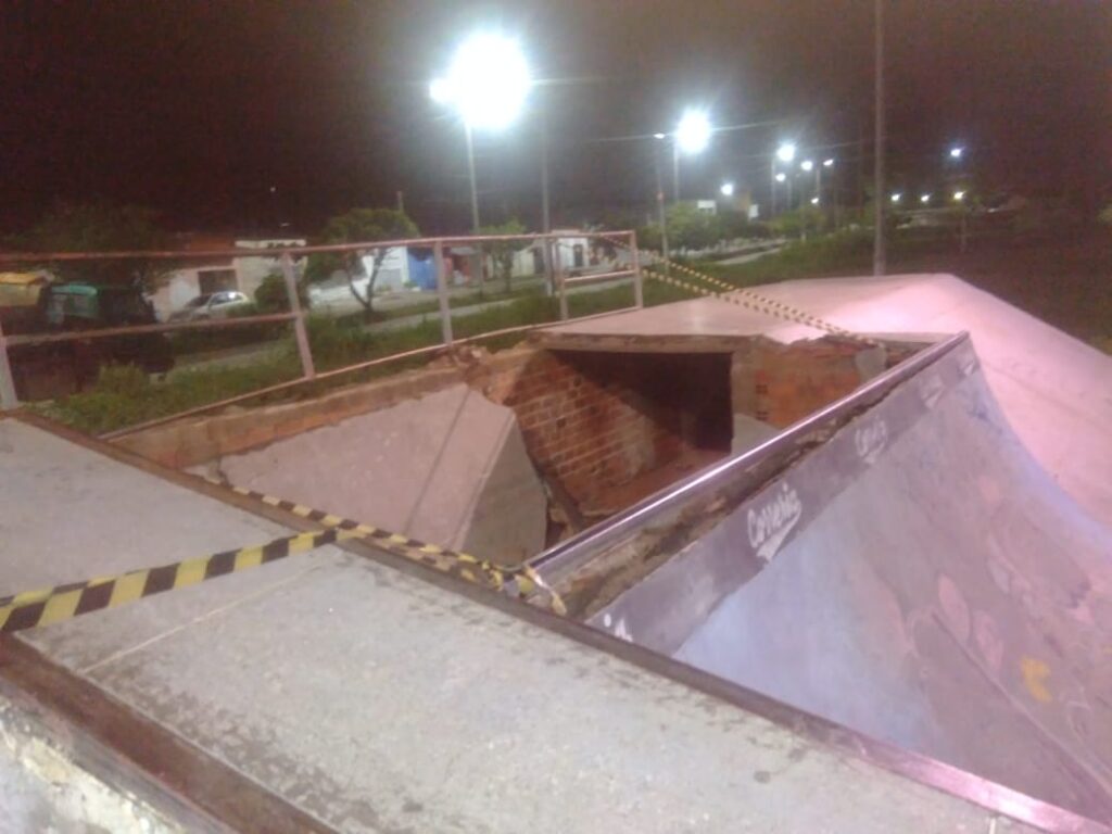 Pista de rampa de skate desaba e deixa um ferido em Caucaia