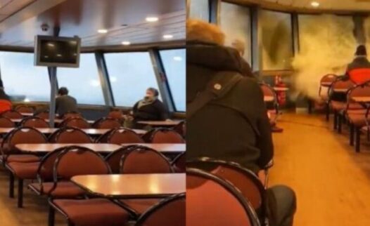 Vídeo: onda gigante quebra janela e invade balsa com passageiros
