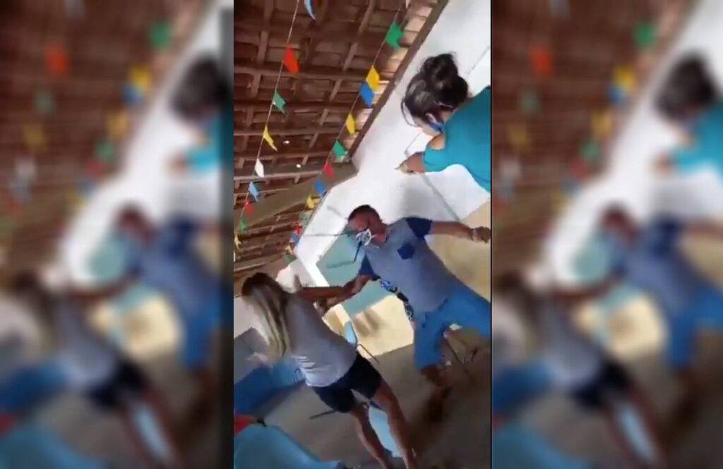 Vídeo: briga entre famílias termina com cadeiradas em posto de vacinação na Paraíba