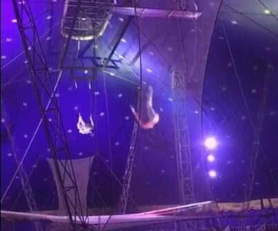 Vídeo: trapezista cai após realizar manobra em circo no Ceará