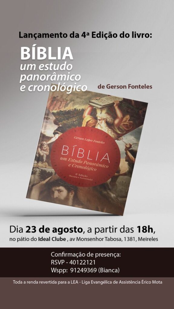 “Bíblia um estudo Panorâmico e Cronológico” tem lançamento da 4ª edição nesta terça-feira (23)