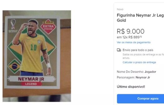 Figurinha rara de Neymar pode ser encontrada por R$ 9 mil na internet