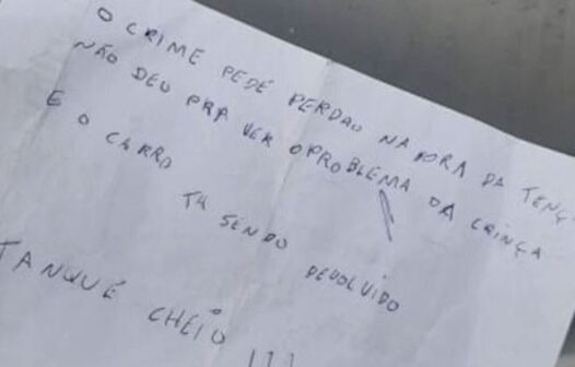 Ladrão devolve carro roubado após perceber deficiência motora de criança: ‘Tanque cheio’