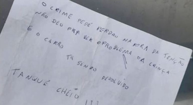 Ladrão devolve carro roubado após perceber deficiência motora de criança Tanque cheio