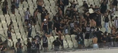 Sete torcedores do Ceará foram detidos após invasão ao campo na Arena Castelão