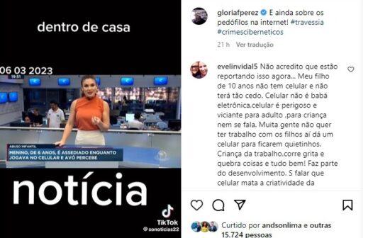 Autora de novela da Globo compartilha reportagem do Jornal da Cidade sobre pedofilia