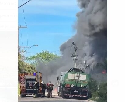 Incêndio atinge empresa transportadora de óleo diesel no Eusébio, no Ceará