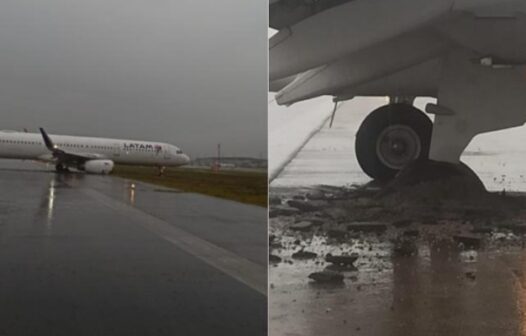 Avião derrapa, sai da pista e força fechamento do aeroporto de Florianópolis