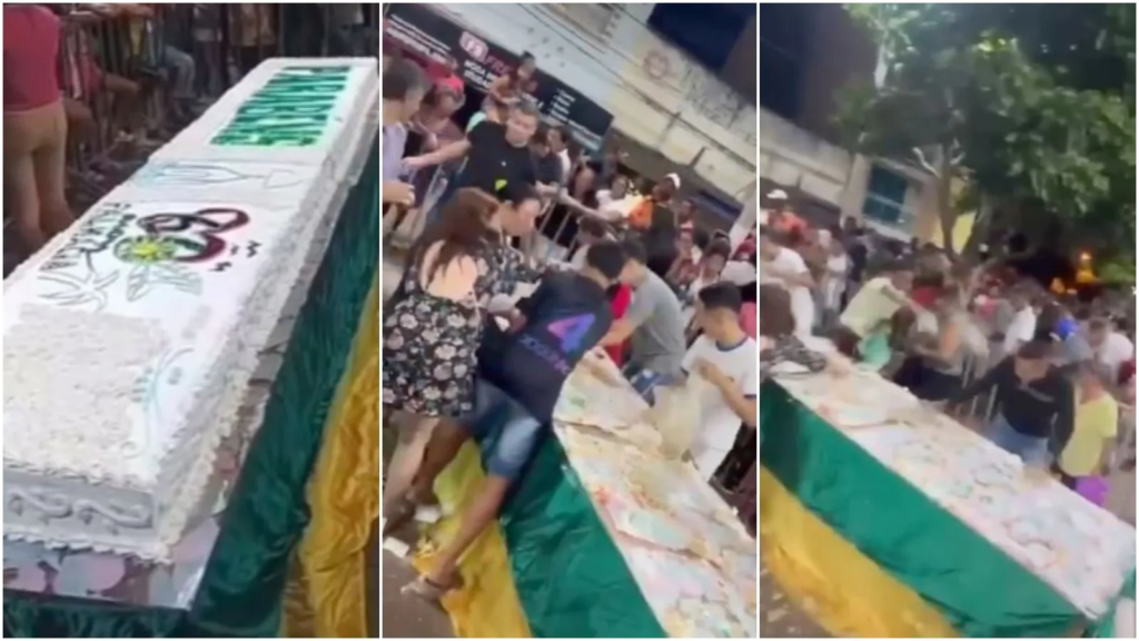 Guerra de bolo atinge vice-prefeito durante festa de aniversário de cidade no Ceará