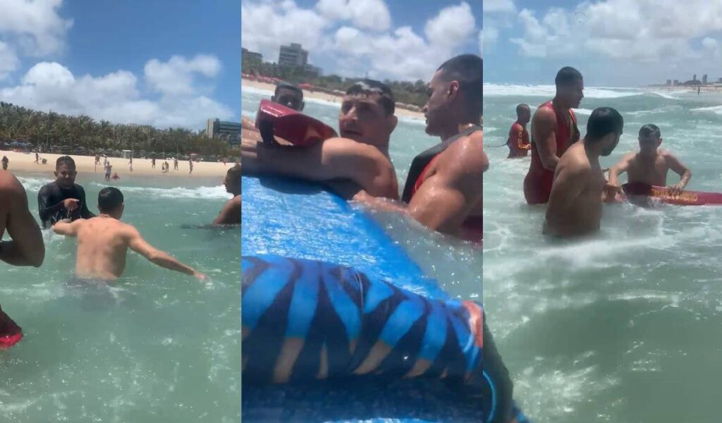 Turistas de Goiás são salvos de afogamento com ajuda de surfistas na Praia do Futuro