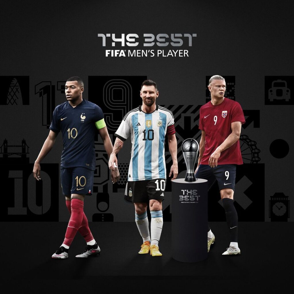 Messi, Mbappé e Haaland disputam prêmio de melhor jogador do ano da Fifa