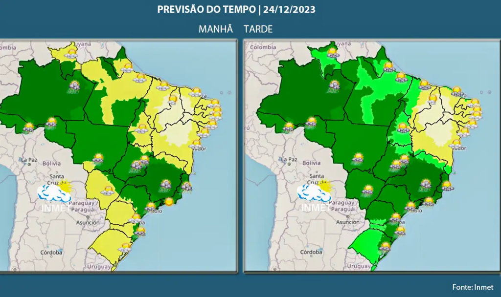 Noite de Natal pode ser chuvosa na maior parte do país