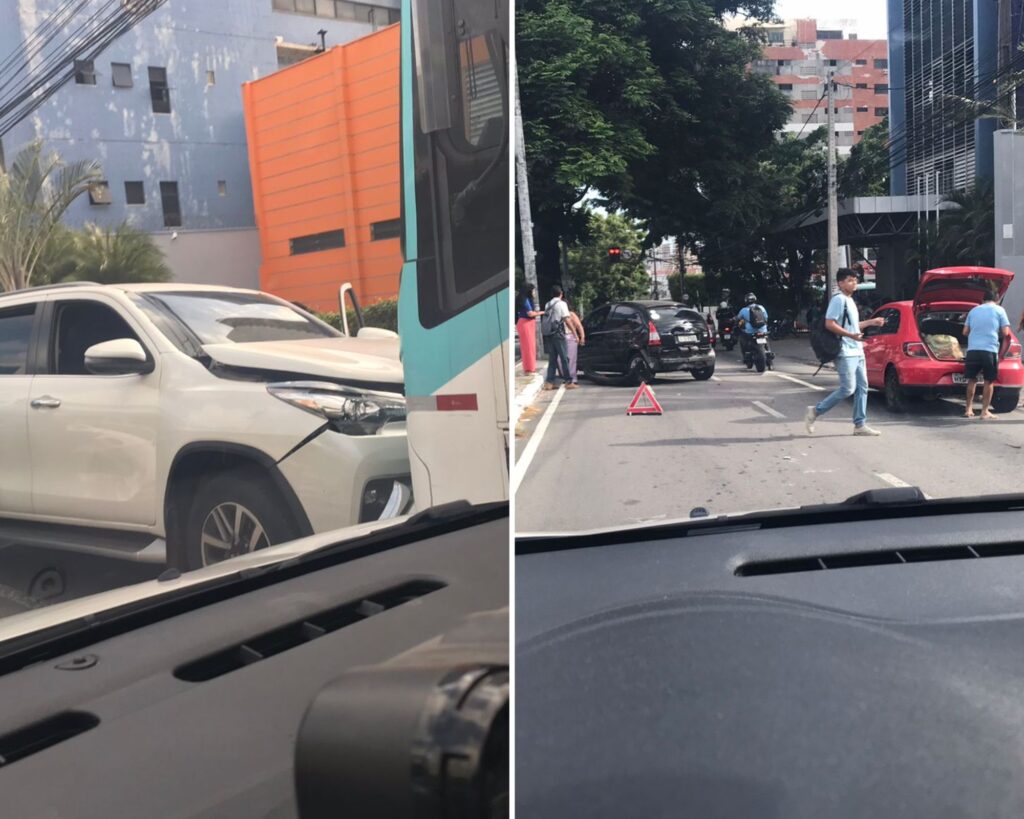 Acidente: caminhonete na contramão colide com outros três veículos em avenida de Fortaleza
