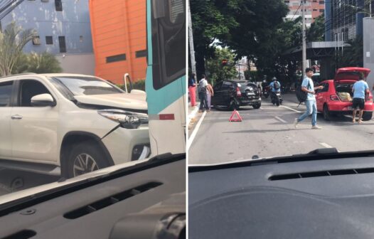 Acidente: caminhonete na contramão colide com outros três veículos em avenida de Fortaleza