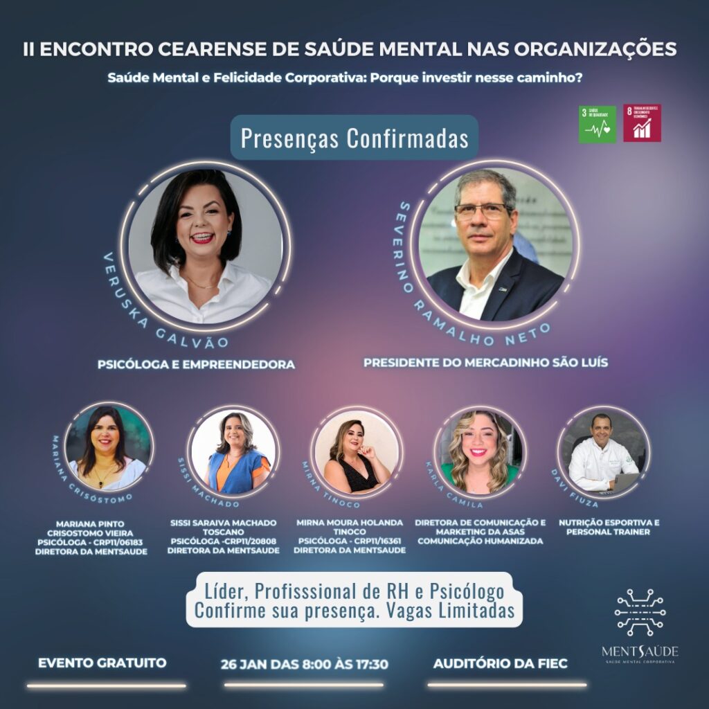 II Encontro Cearense de Saúde Mental nas Organizações acontece no próximo dia 26 de janeiro