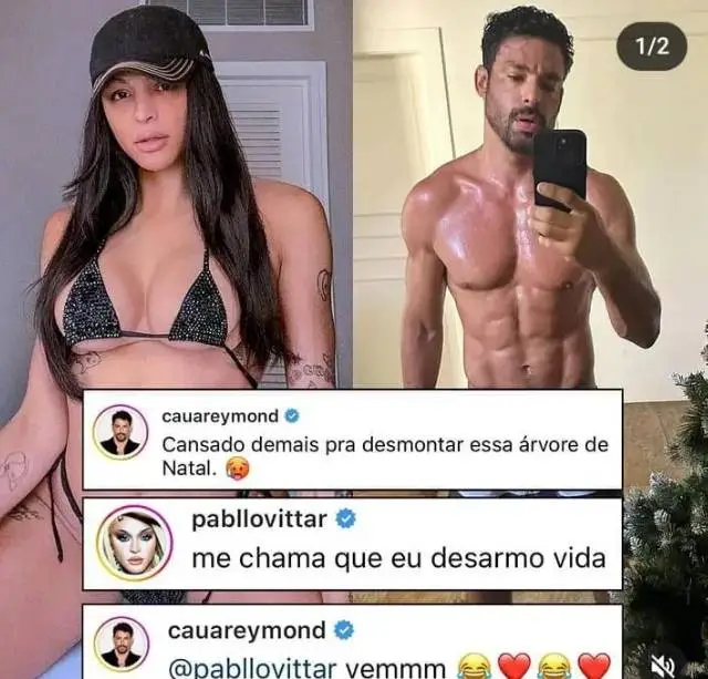 Sem camisa, Cauã Reymond recebe cantada de Pabllo Vittar e responde à cantora: "Vem"