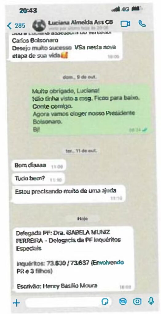 Assessora de Carlos Bolsonaro pediu ajuda da Abin sobre investigações contra família de ex-presidente