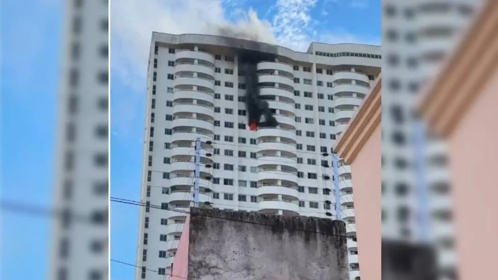Incêndio atinge apartamento de edifício de 32 andares em Fortaleza