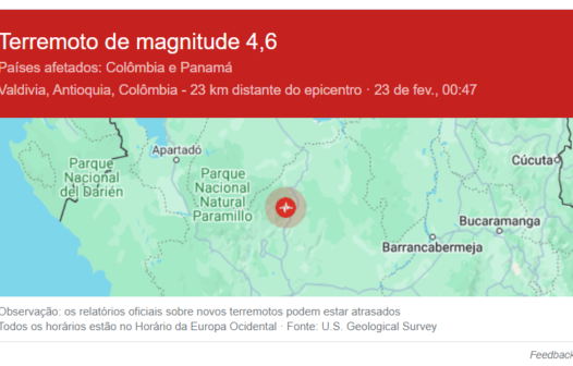 Terremoto de magnitude 4,6 sacode Medellín e regiões circunvizinhas