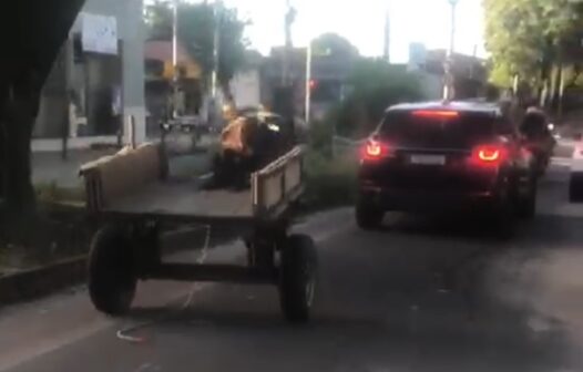 Cavalo desgovernado corre com carroça e bate em carro no José Walter, em Fortaleza