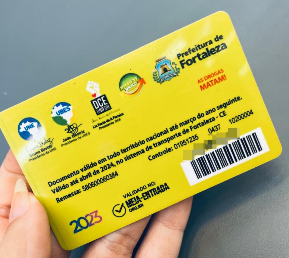 Carteiras de estudante de 2023 terão validade prorrogada em Fortaleza