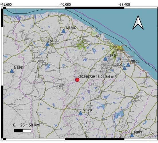 Tremor de terra de 2.6 graus é registrado em Itatira, no Ceará