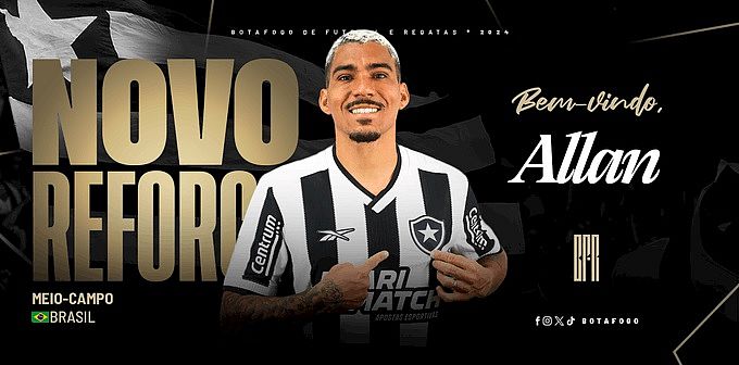 Botafogo anuncia a contratação do experiente volante Allan até dezembro de 2026