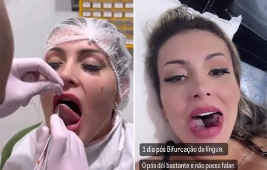 Andressa Urach choca a web ao aparecer com a língua bifurcada