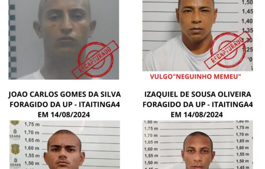 Quatro dos seis detentos que fugiram de unidade prisional em Itaitinga-CE são recapturados