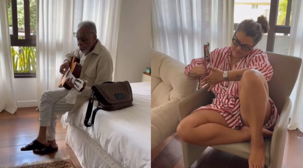 Em vídeo, Gilberto Gil toca violão para a filha, Preta Gil que passa por novo tratamento