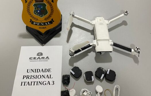 Policiais derrubam drone usado em tentativa de contrabando para presídio no Ceará; vídeo