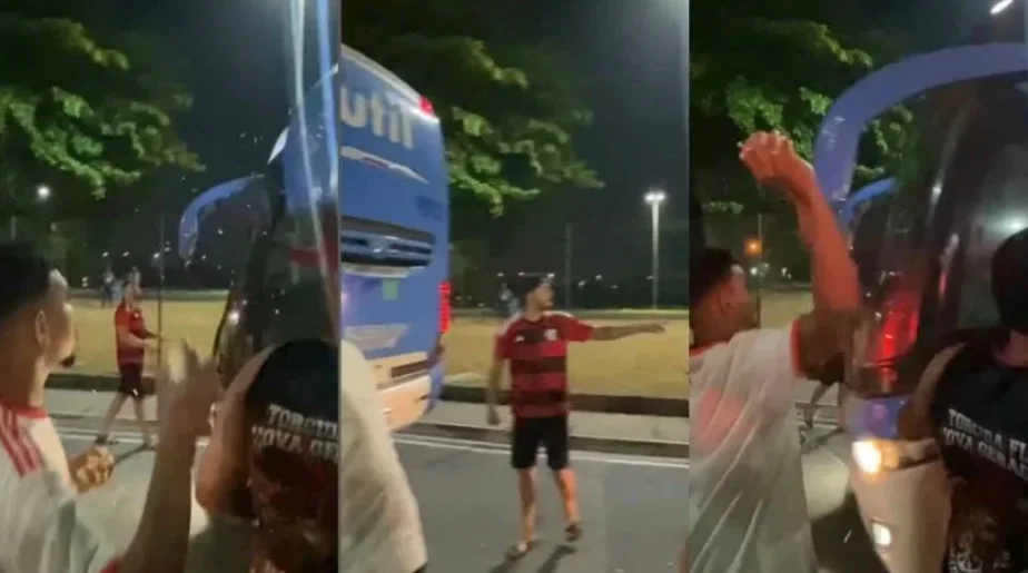 Torcida do Flamengo faz protesto em aeroporto após eliminação na Libertadores