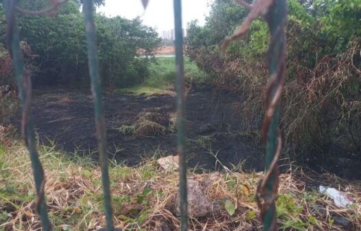 Corpo de Bombeiros apaga incêndio em vegetação no bairro Aerolândia, em Fortaleza