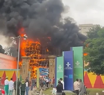 O local abrigava a montagem de uma exposição do Castelo Rá-Tim-Bum, da TV Cultura