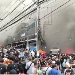 Incêndio de grandes proporções atinge shopping de compras na região do Brás, em SP