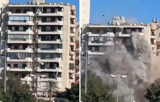 Vídeo mostra bombardeio com míssil que fez prédio desabar em Beirute