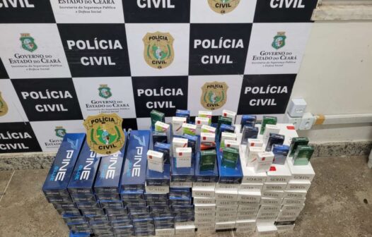 Duas pessoas são presas com 980 maços de cigarro, arma de fogo e drogas em Fortaleza