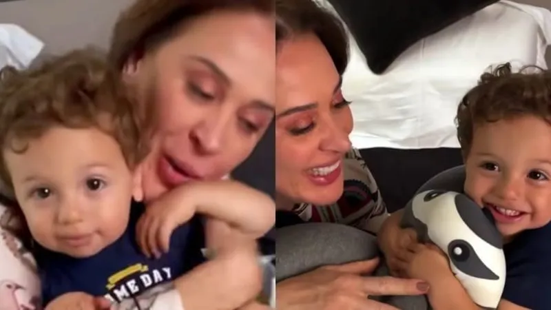 Claudia Raia mostra vídeo do caçula Luca com saudades da irmã, Sophia