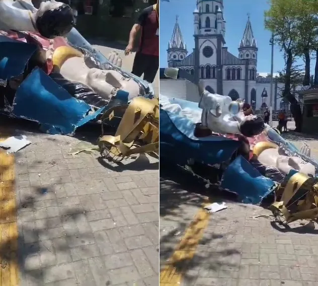 Estátua de Nossa Senhora de Nazaré desaba no Montese, em Fortaleza