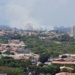 Incêndio em área de vegetação no Castelão gera grande coluna de fumaça em Fortaleza