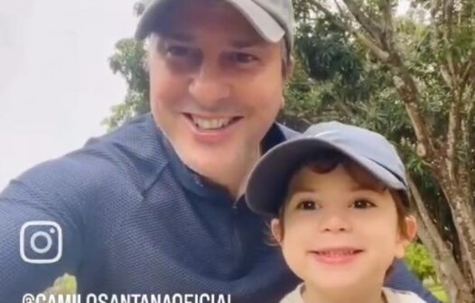 Com o filho José no colo, Camilo Santana deseja boa sorte aos participantes do Enem