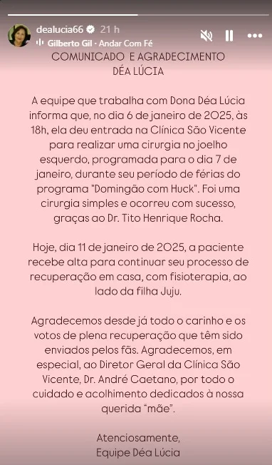 Dona Déa, mãe de Paulo Gustavo, é internada e passa por cirurgia em hospital do Rio