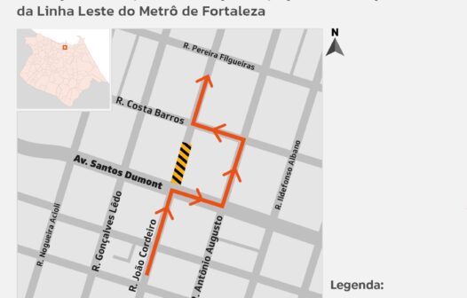 Tráfego na Rua João Cordeiro é alterado para avanço de obras do Metrô de Fortaleza