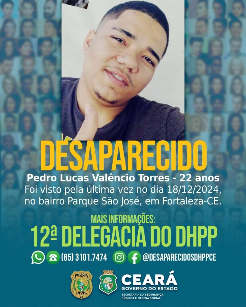 Família busca por jovem desaparecido em Maracanaú e apela por informações